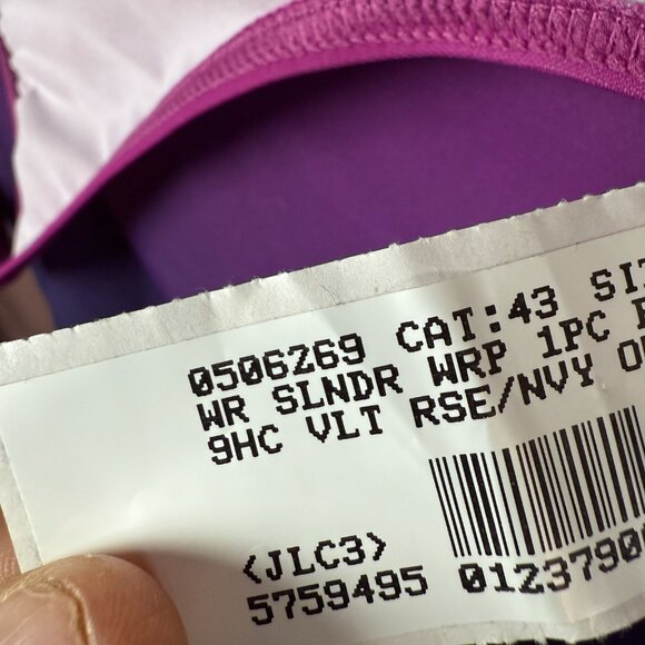 Lands' End Women's 8 LONG SlenderSuit Tummy Control V-neck Wrap One Piece Swimsu - Picture 10 of 12